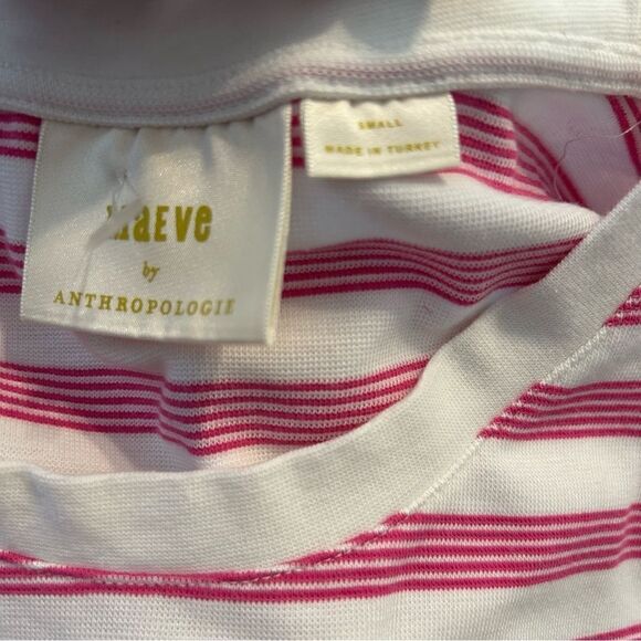 Maeve by ANTHROPOLOGIE white pink striped shirt tee top women’s small - Picture 2 of 7